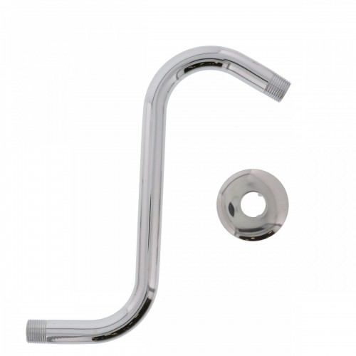 Plumbing Shower Arm S Shape Brass 1/2 x 10 inch Chrome Plated